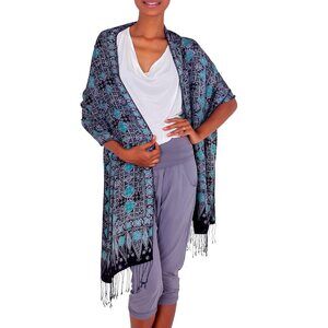 8975 Artisan Handmade Silk Batik Shawl In Indonesia Accessoriess Shawls
